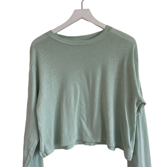John Elliott Long Sleeve Cropped Tee, Mint, Size 3/L - Picture 6 of 11